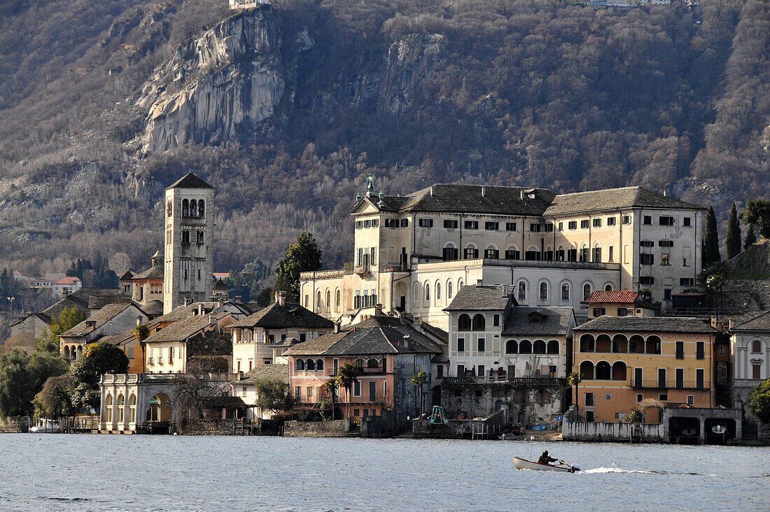 Island of San Giulio, Lago d`Orta, Piedmont, Italy