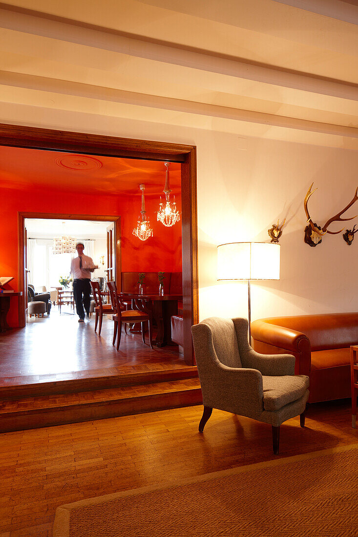 The Red salon at Hotel Haus Hirt, Bad Gastein, St. Johann im Pongau, Salzburg, Austria