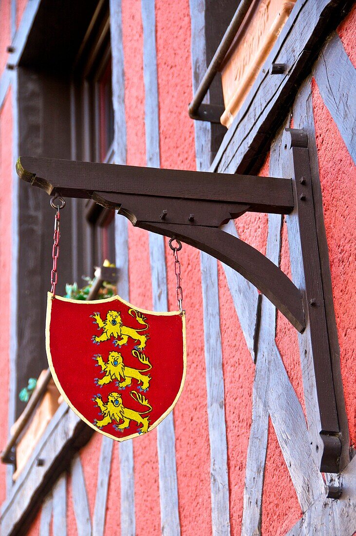 Emblem of Normandy, on a typical norman house, Honfleur, Calvados, France