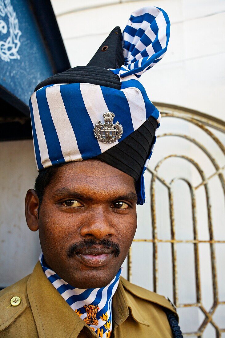 Policeman, Pondicherry, Tamil Nadu, India.