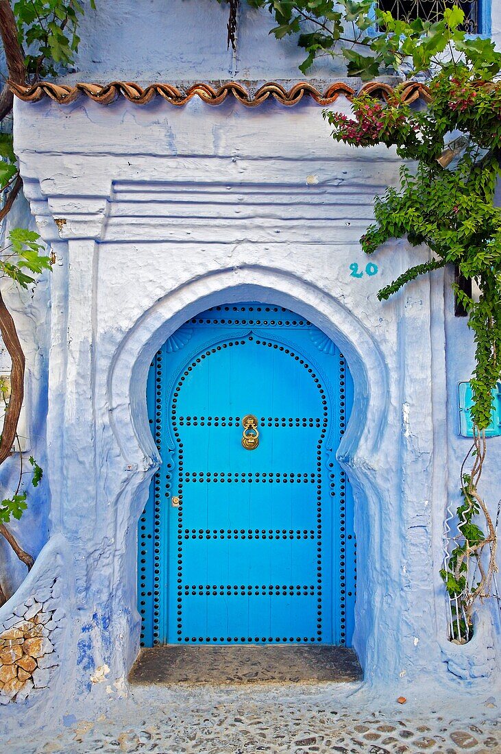 Door, Chefchaouen Rif region, Morocco.