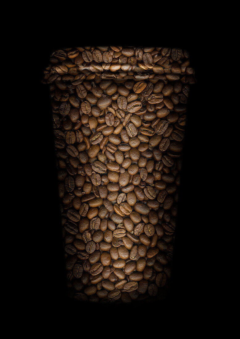 Coffee beans in shape of cup