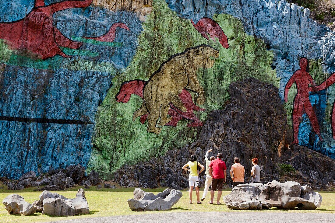 Cuba, Pinar del Rio Province, Vinales, Vinales Valley, Mural de Prehistoria, rock mural