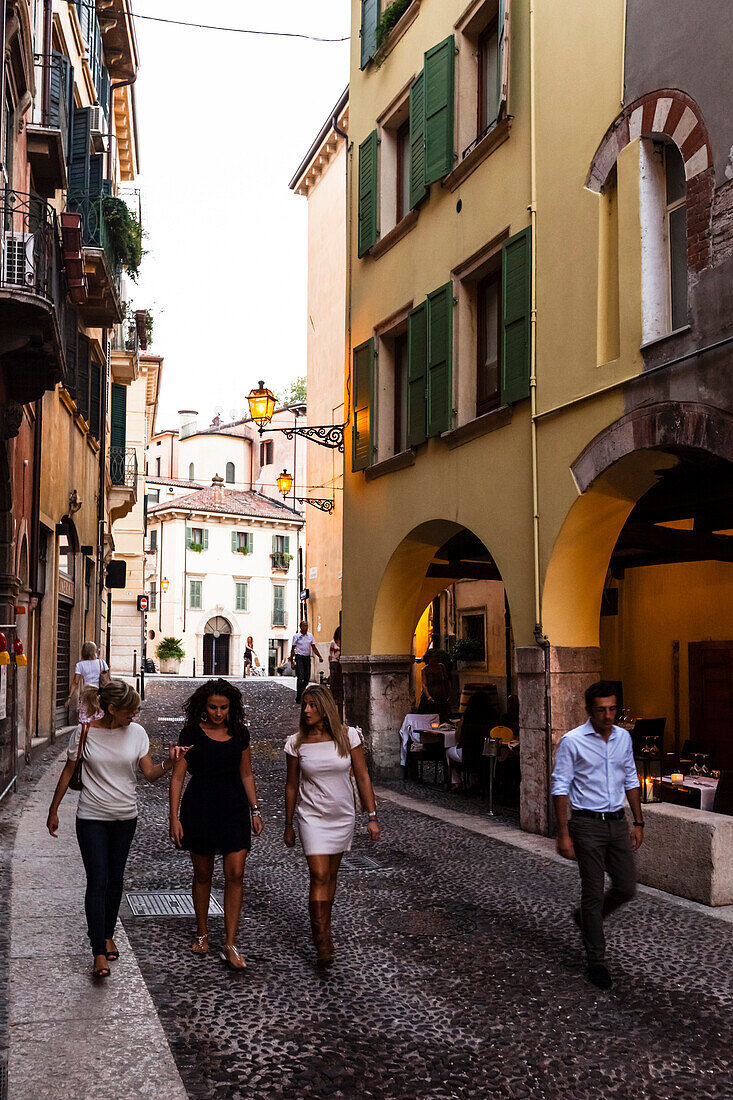 Pedestrians in the historic center, Verona, Veneto, Italy