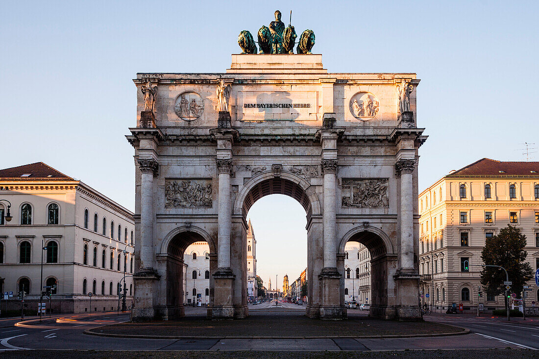 Siegestor (victory gate) in the morning, Munich, Bavaria, Germany