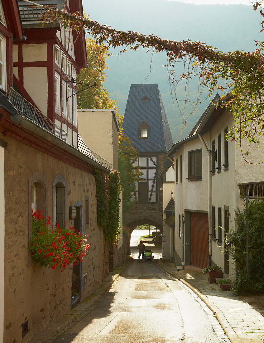 Town gate at Winningen, Mosel, Rhineland-Palatinate, Germany, Europe