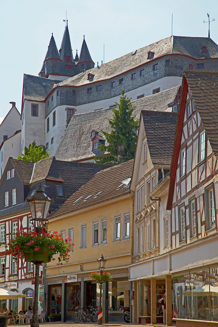 Diez castle and the old town of Diez, Diez on river Lahn, Westerwald, Rhineland-Palatinate, Germany, Europe