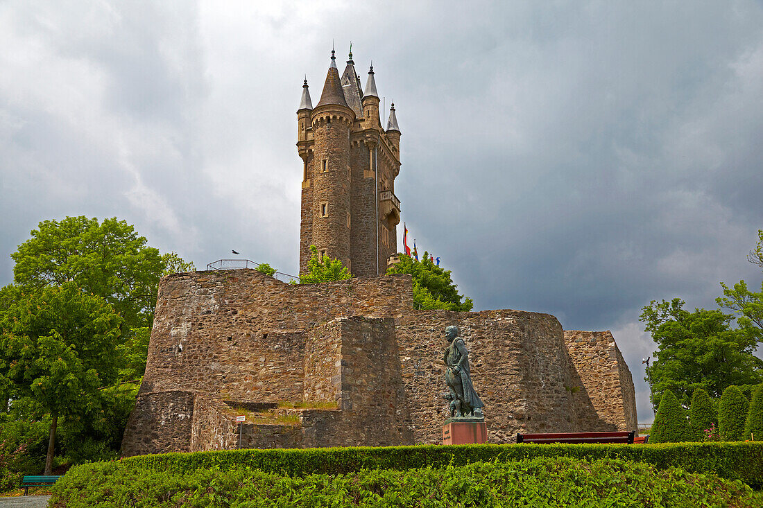 Wilhelmsturm, 1872-75, auf dem Schloßberg, Denkmal für Wilhelm I. von Oranien, Dillenburg, Westerwald, Hessen, Deutschland, Europa