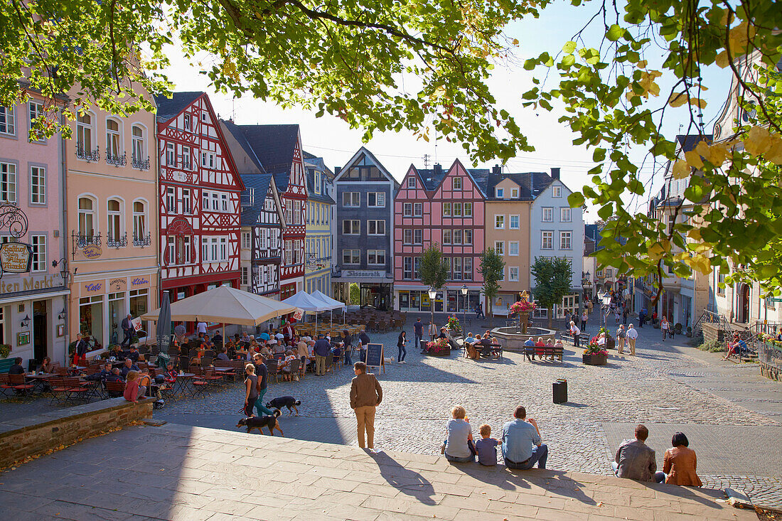 Market square with half-timbered houses, Alter Markt in Hachenburg, Westerwald, Rhineland-Palatinate, Germany, Europe