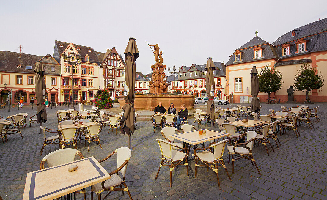 Market place at Weilburg on Lahn, Taunus, Westerwald, Hesse, Germany, Europe