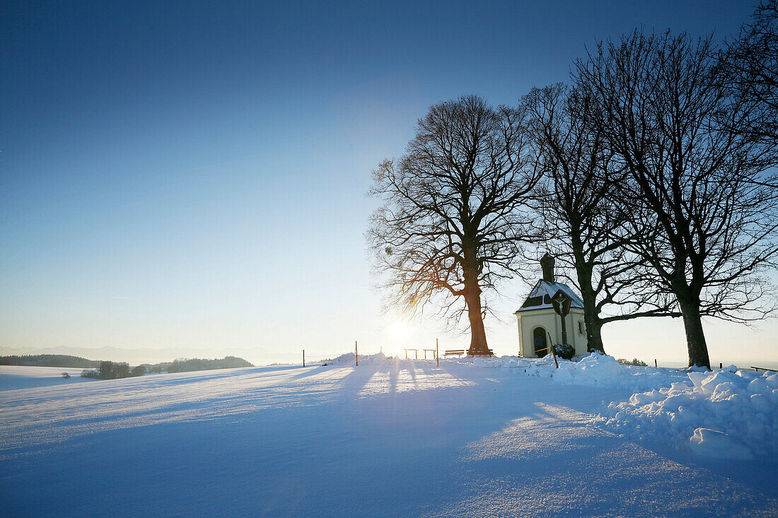 Maria Dank chapel in winter, Degerndorf, Munsing, Bavaria, Germany