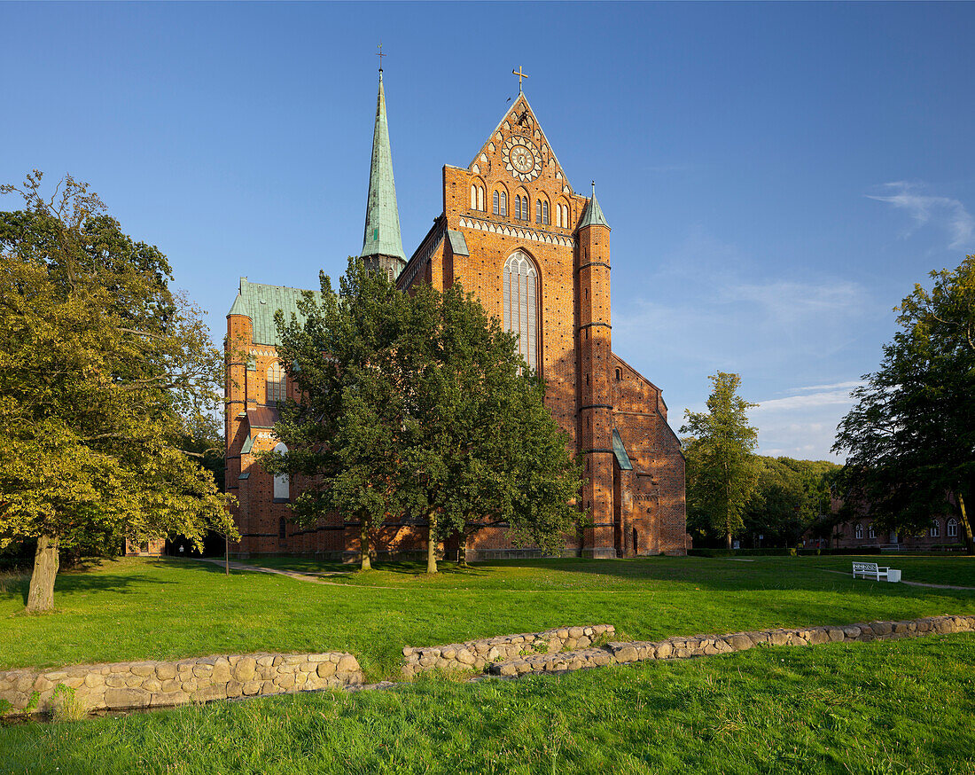 Johann Sebastian Bach garden with Minster, Bad Doberan, Mecklenburg-Western Pomerania, Germany