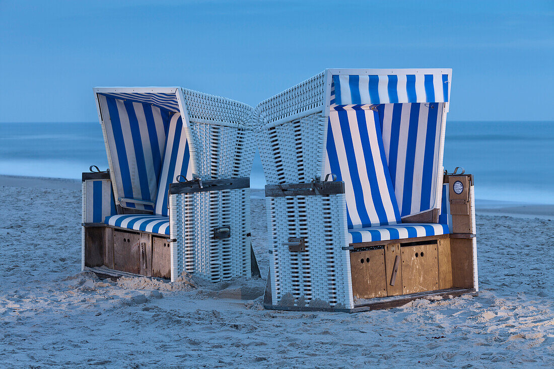 Beach chairs on the beach near Sylt, Schleswig-Holstein, Germany