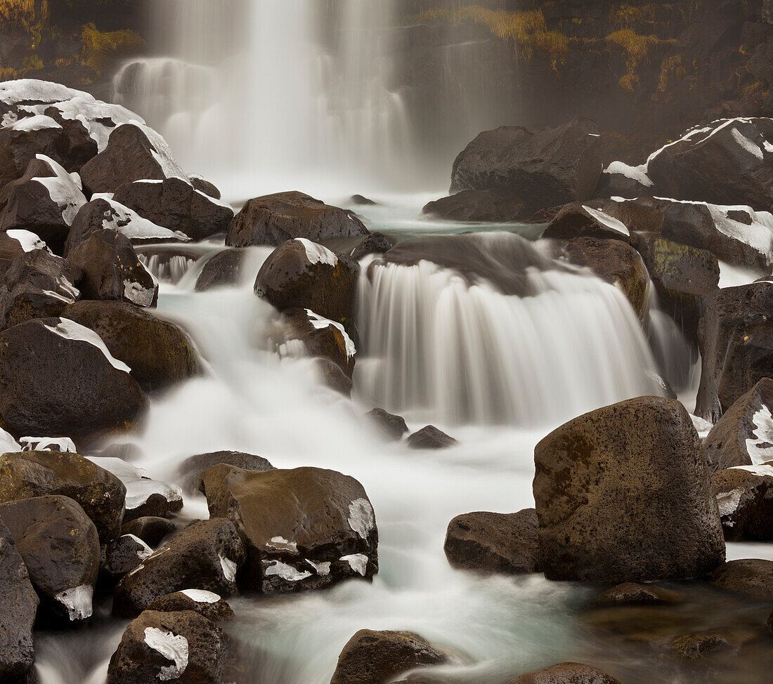 Oxarafoss waterfall, Thingvellir Nationalpark, South Iceland, Iceland