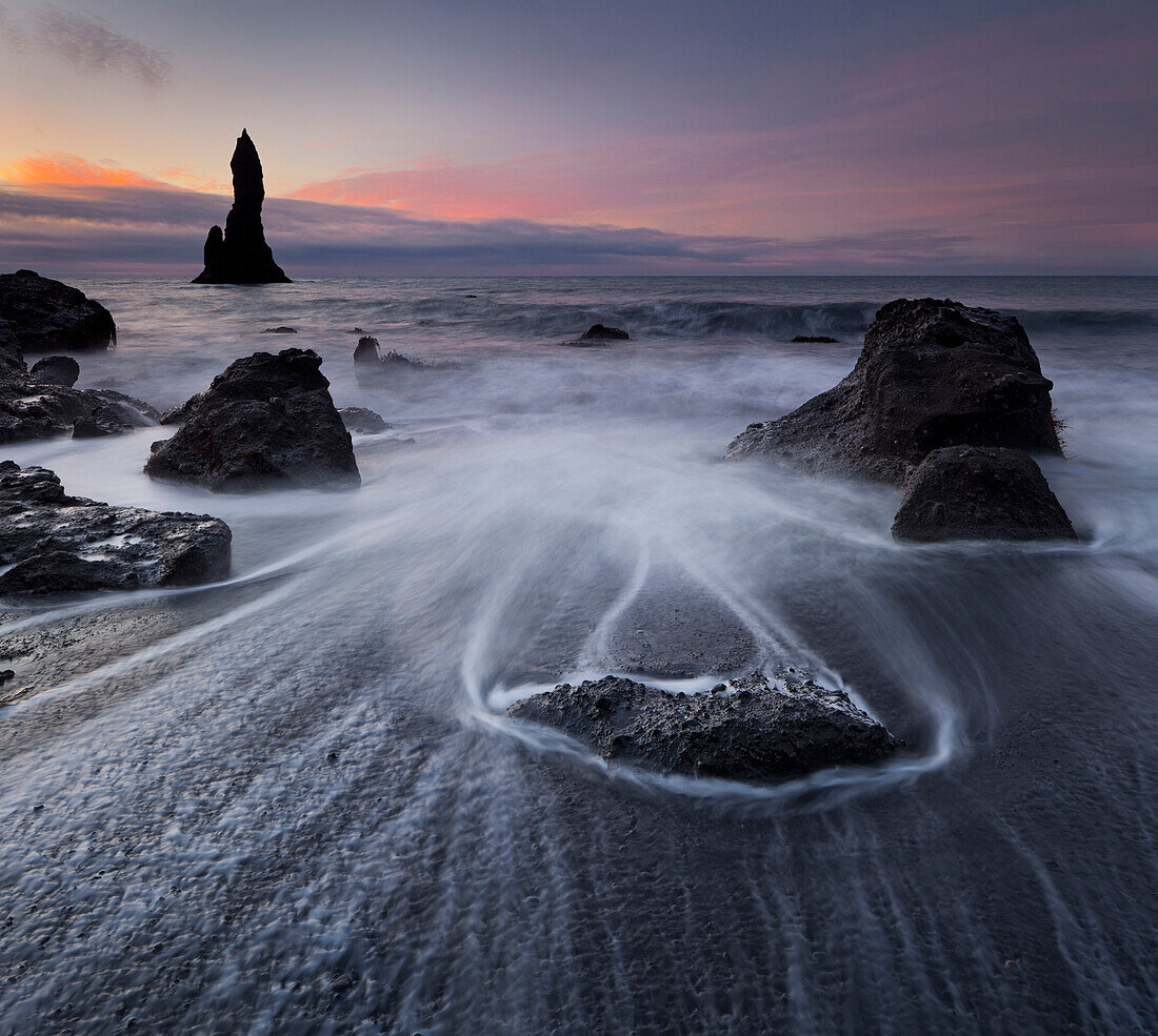 Basalt sea stacks, Reynisdrangar, Reynir, South Iceland, Iceland