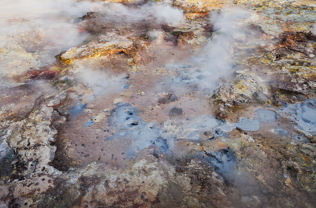 Geothermal hot springs near Gunnuhver, Reykjanes, Iceland