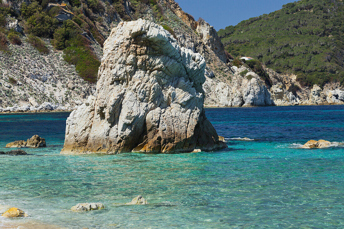 Felsen am Spiaggia Sansone, Elba, Toskana, Italien