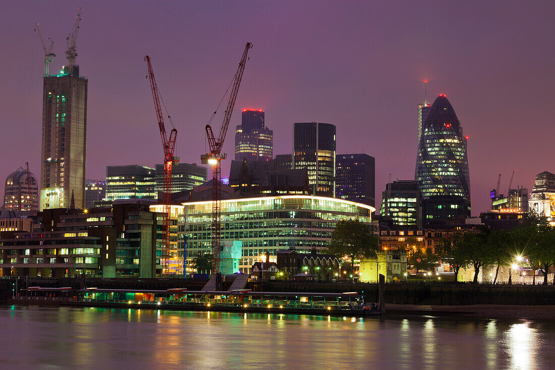 Skyline of London with Thames, City of London, London, England