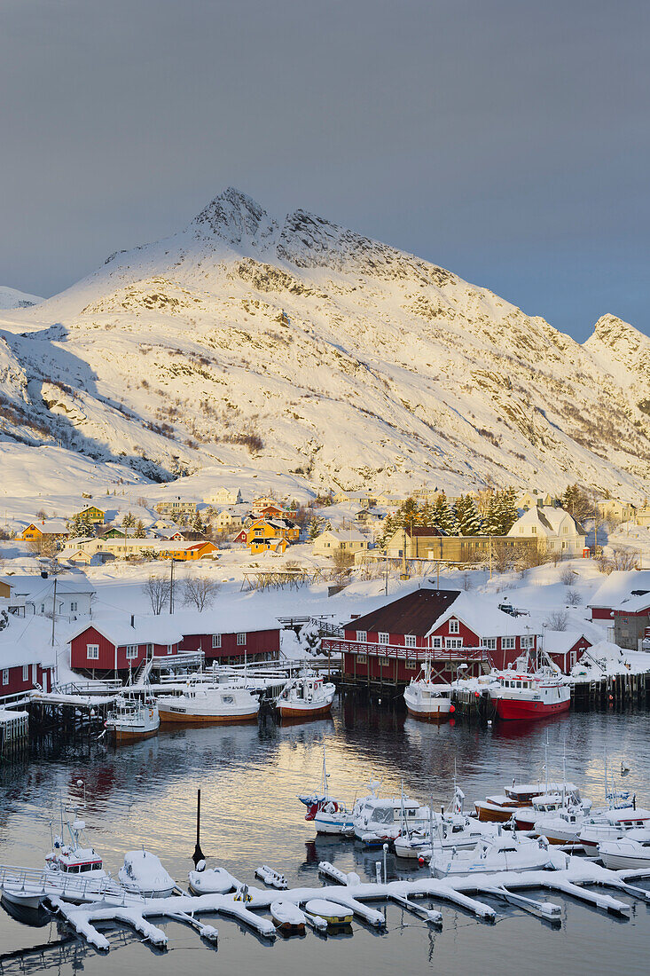 Village of Sorvagen, Moskenesoya, Lofoten, Nordland, Norway