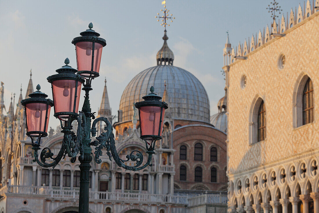 Lantern in front of the Basilica San Marco, Venice, Italy