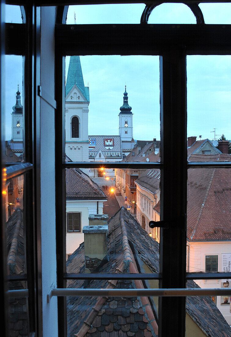 View from the old tower towards upper town, Zagreb, Croatia