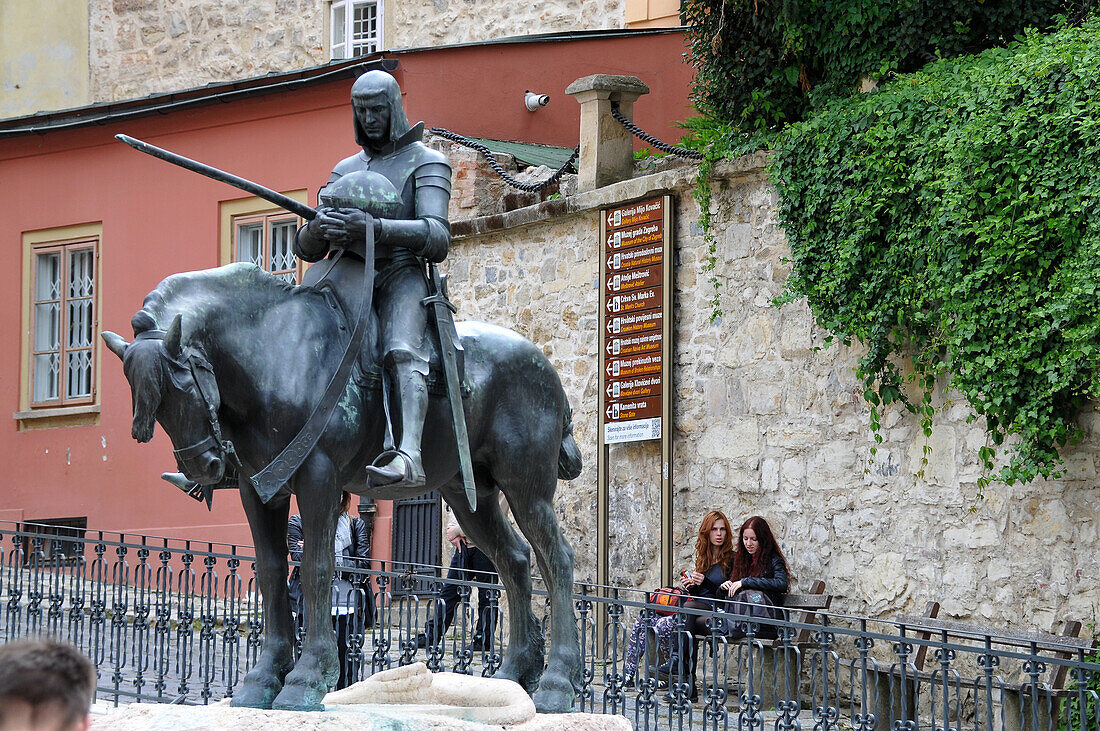 Stone gate with equestrian monument, upper town, Zagreb, Croatia