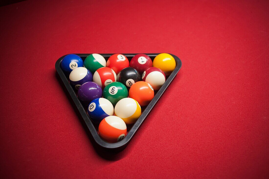 Billiard balls on a billiard table