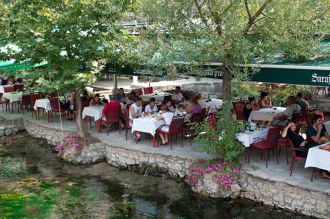 Restaurant at Buna river spring, Blagaj, Bosnia and Herzegovina