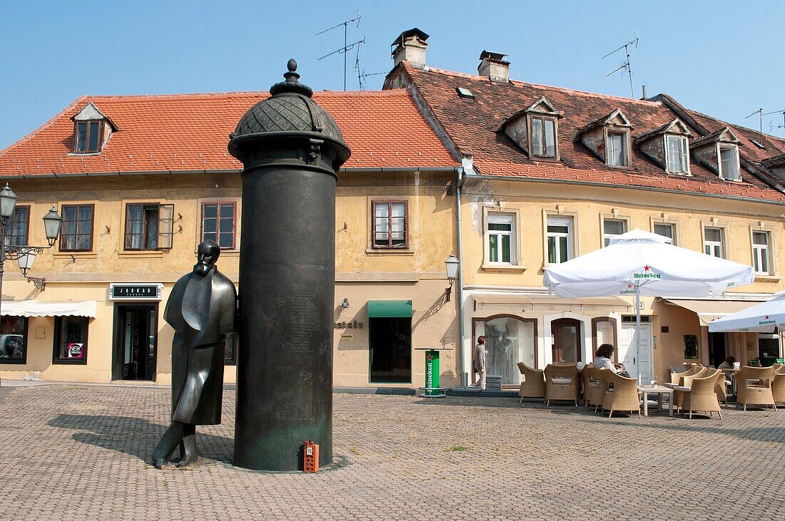 Statue of August Senoa in Vlaska street, Zagreb, Croatia