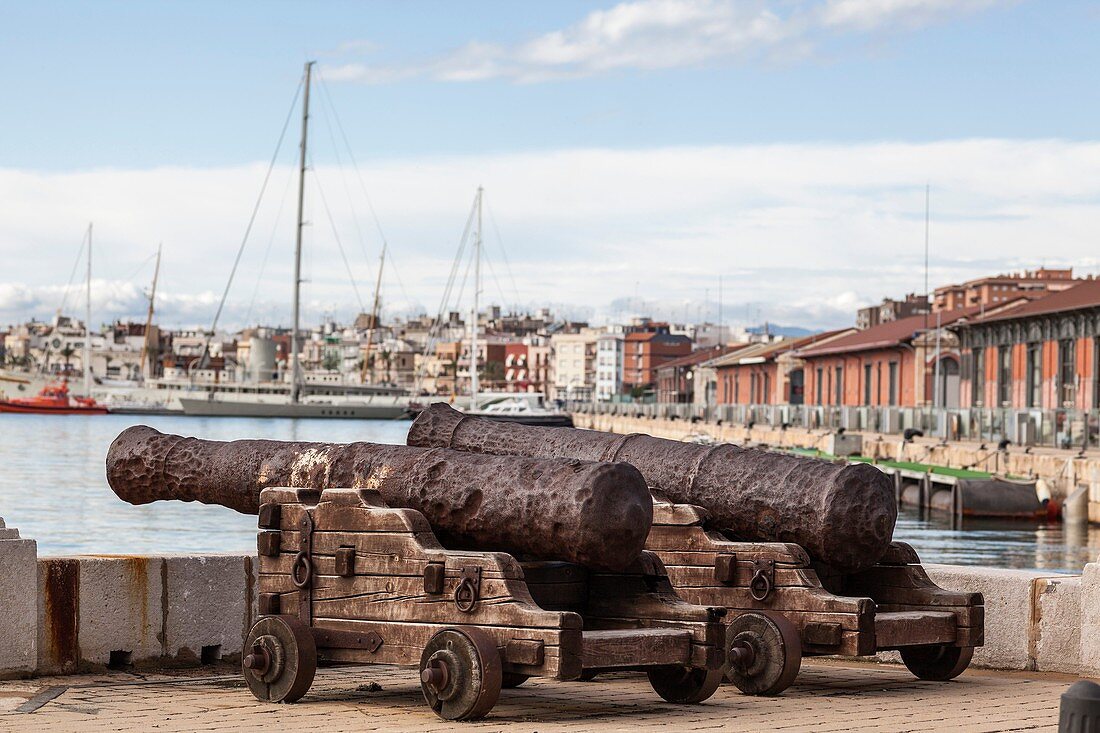 tarragona,catalonia,spain old canon in port