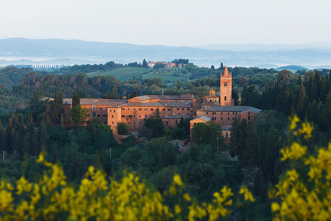 Abbey of Monte Oliveto Maggiore, Benedictine monastary near Asciano, Val d'Orcia, Orcia valley, UNESCO World Heritage Site, province of Siena, Tuscany, Italy, Europe