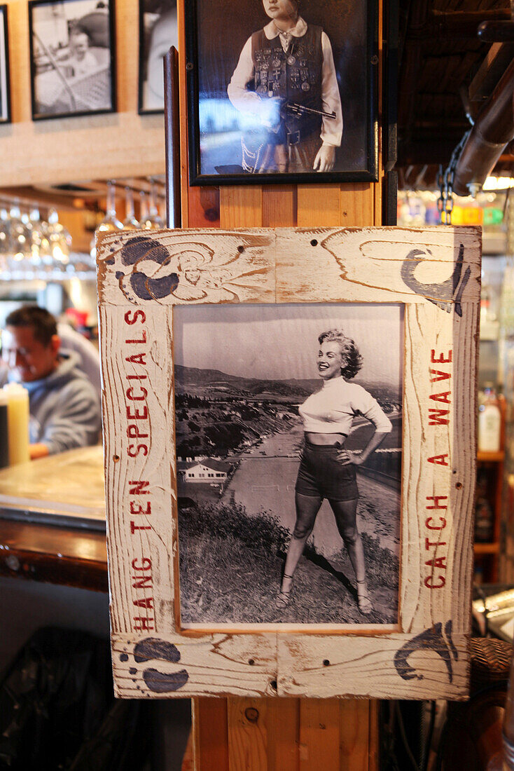 USA, California, Malibu, a wall detail at the Paradise Cove Beach Cafe, Paradise Cove