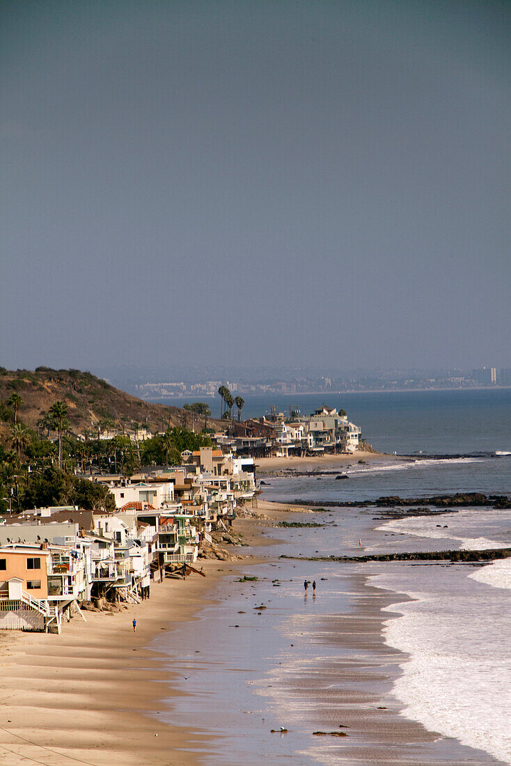 USA, California, Malibu, a view of the Malibu coast with Santa Monica in the distance