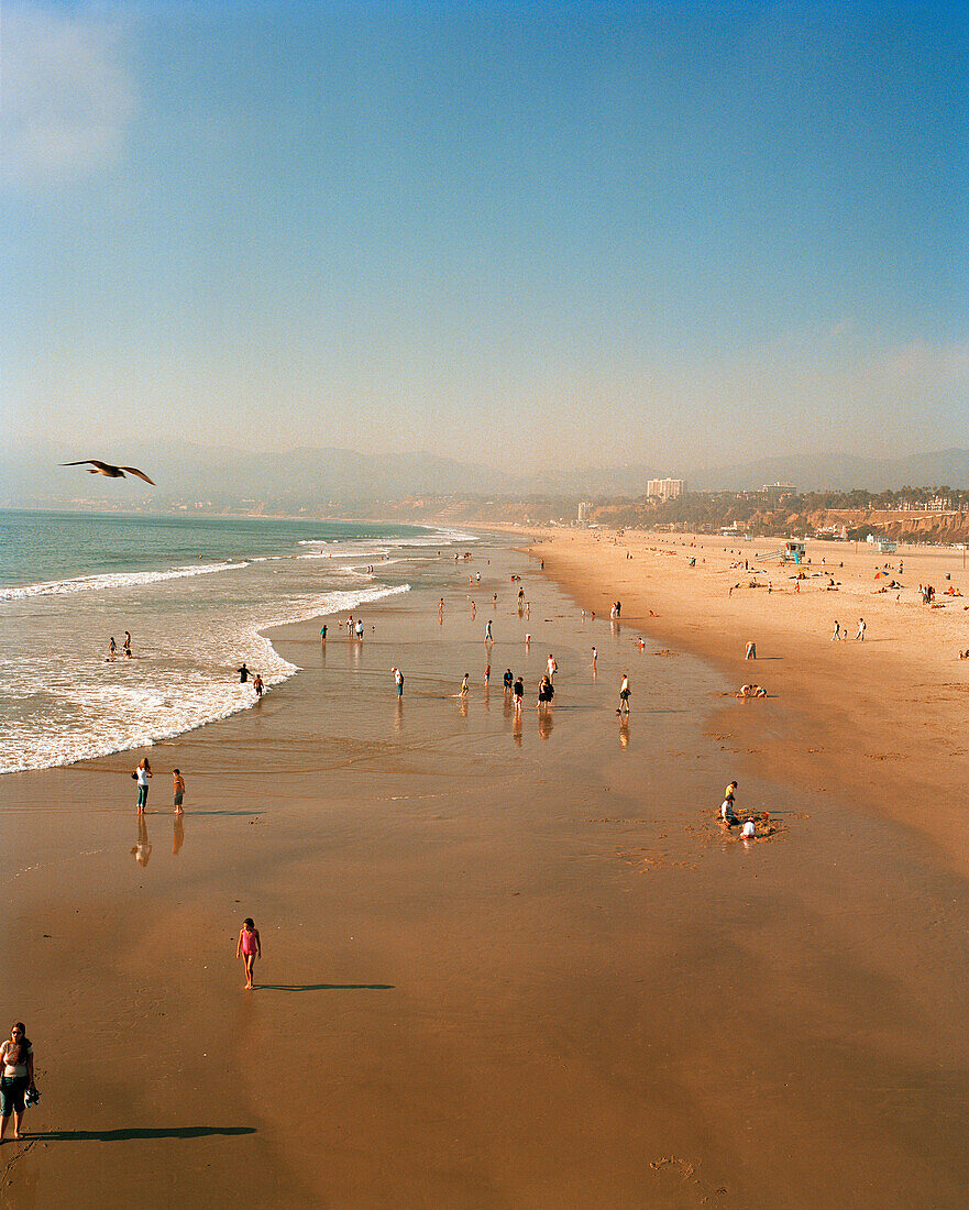 USA, California, Santa Monica, Los Angeles, view of Santa Monica State Beach from the Santa Monica Pier