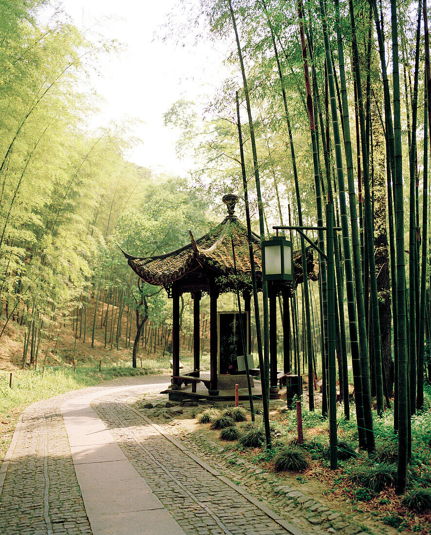 CHINA, Hangzhou, old temple in Meijai Wu bamboo forest