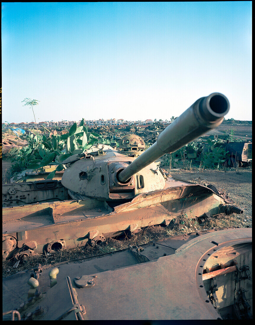 ERITREA, ERITREA, Asmara, old tanks piled in the tank cemetery