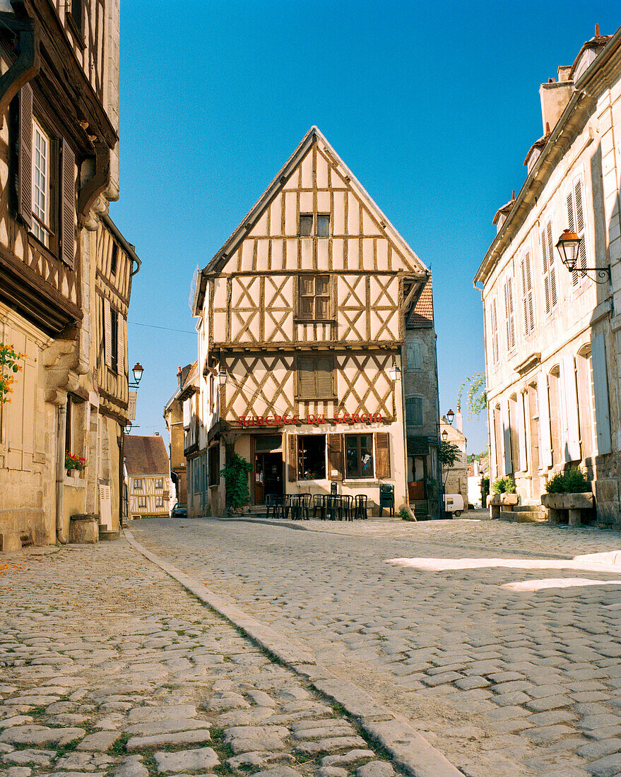 FRANCE, Burgundy, exterior of buildings and streets in Noyers