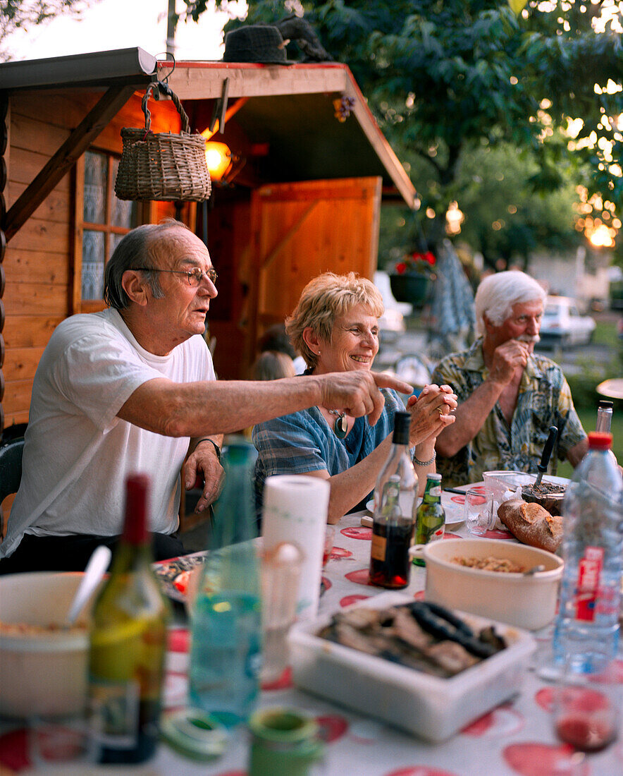 FRANCE, Arbois, family and friends celebrate La Fete de Voisins in the town of Arbois, neighborhood party, Jura Wine Region