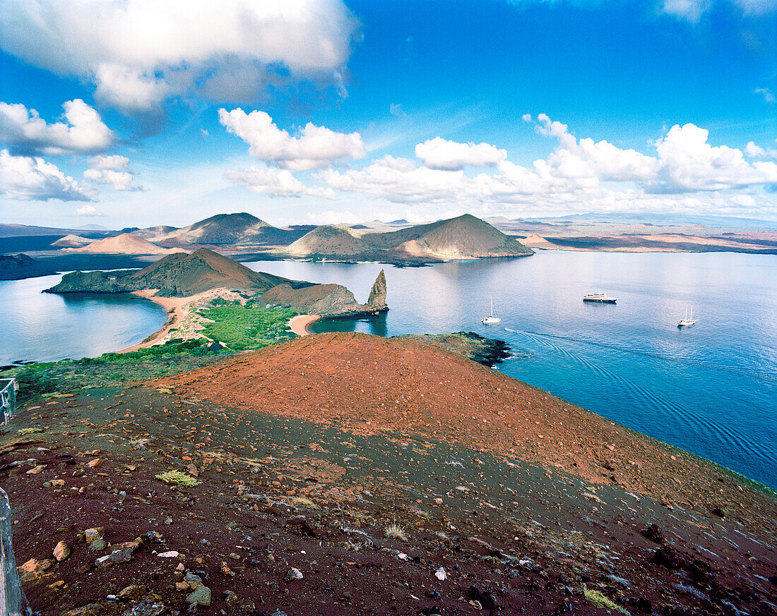 ECUADOR, Galapagos Islands, Bartolome Island with Santiago Island in the distance
