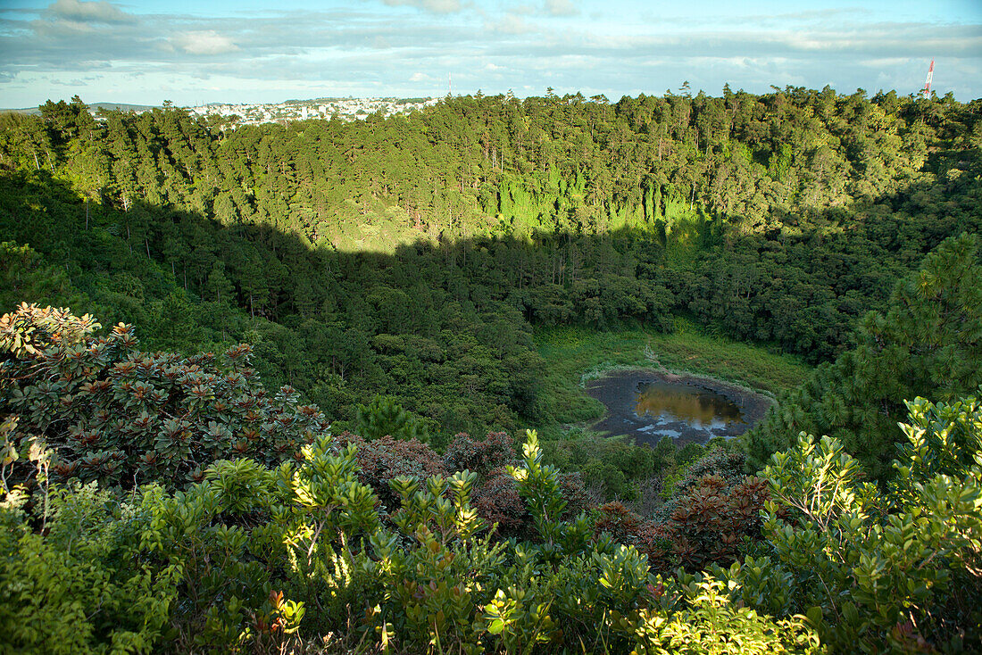 MAURITIUS, looking into Troux aux Cerfs crater in the town of Curepipe