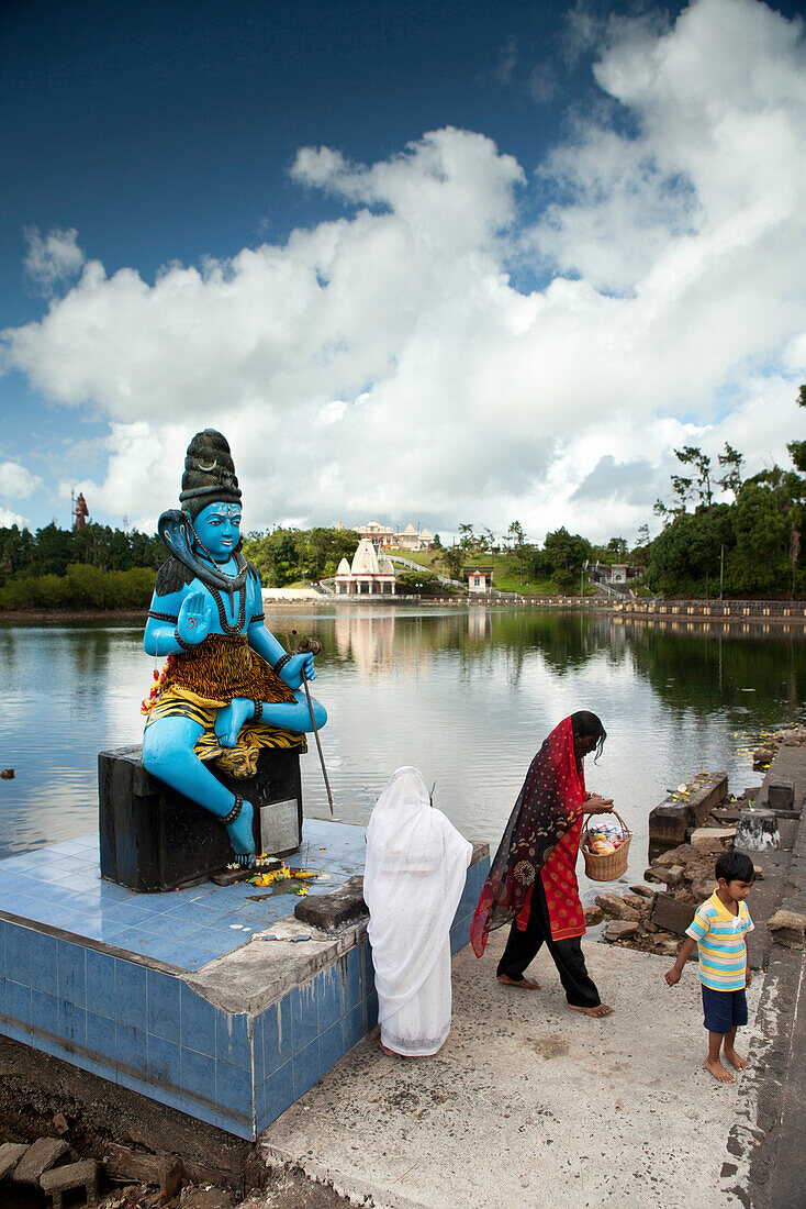 MAURITIUS, Ganga Talaoor or Grand Bassin is a sacred crater lake situated in the mountains in the district of Savanne, considered the most sacred Hindu place in Mauritius, people pray and make offerings at a shrine