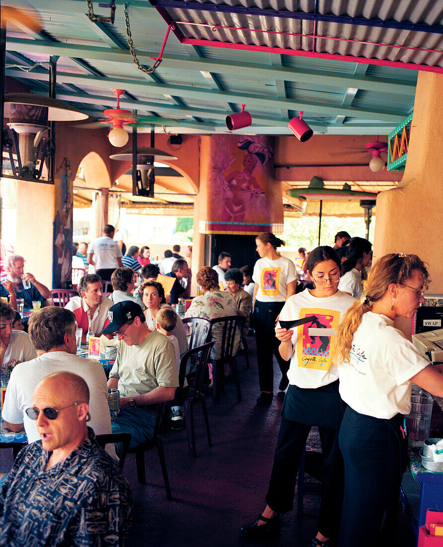 USA, New Mexico, an interior view of the Coyote Cafe restaurant in downtown Santa Fe