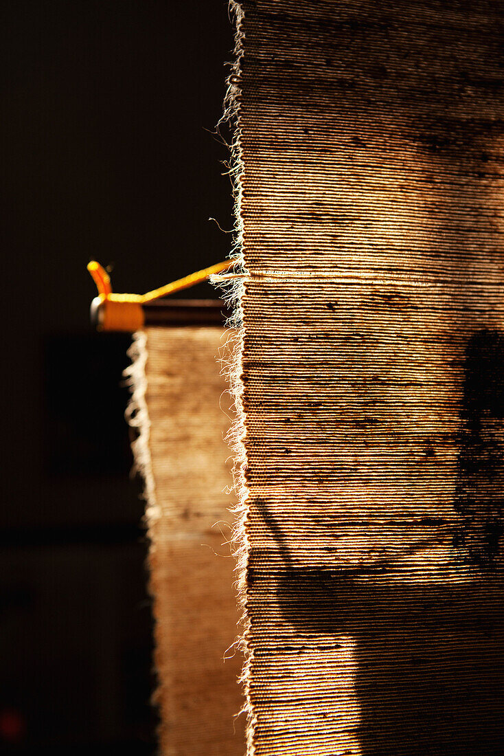 VIETNAM, Hue, beautifully lit scrolls hang at the historic Tu Hieu pagoda and monastery