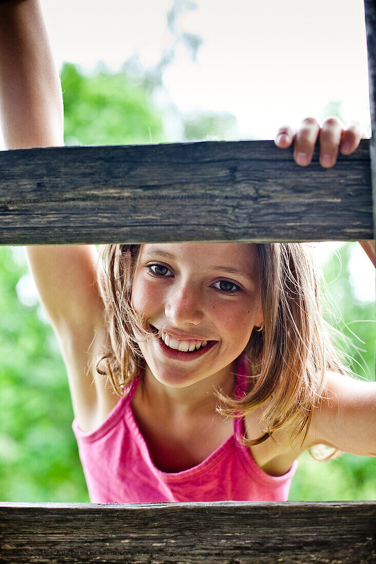 Girl on a ladder, Styria, Austria