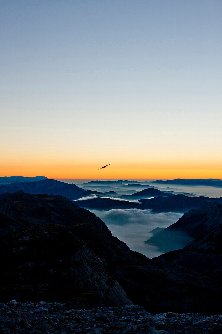 Hochschwabgipfel im Sonnenaufgang, Steiermark, Österreich