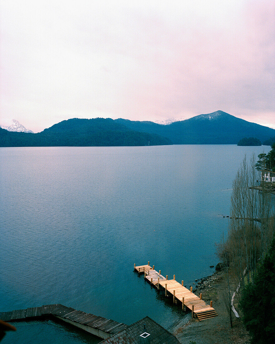 ARGENTINA, wooden pier on Nahuel Huapi lake