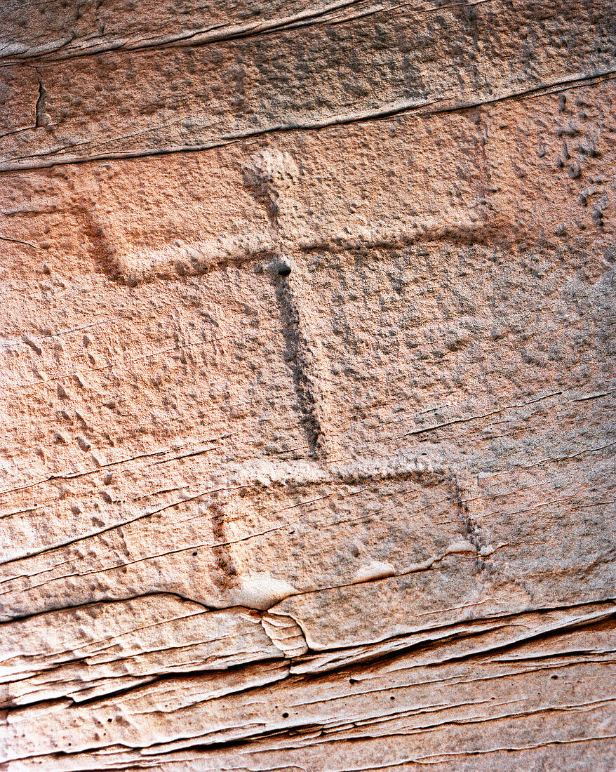 USA, Arizona, historic carving on rock, Winslow