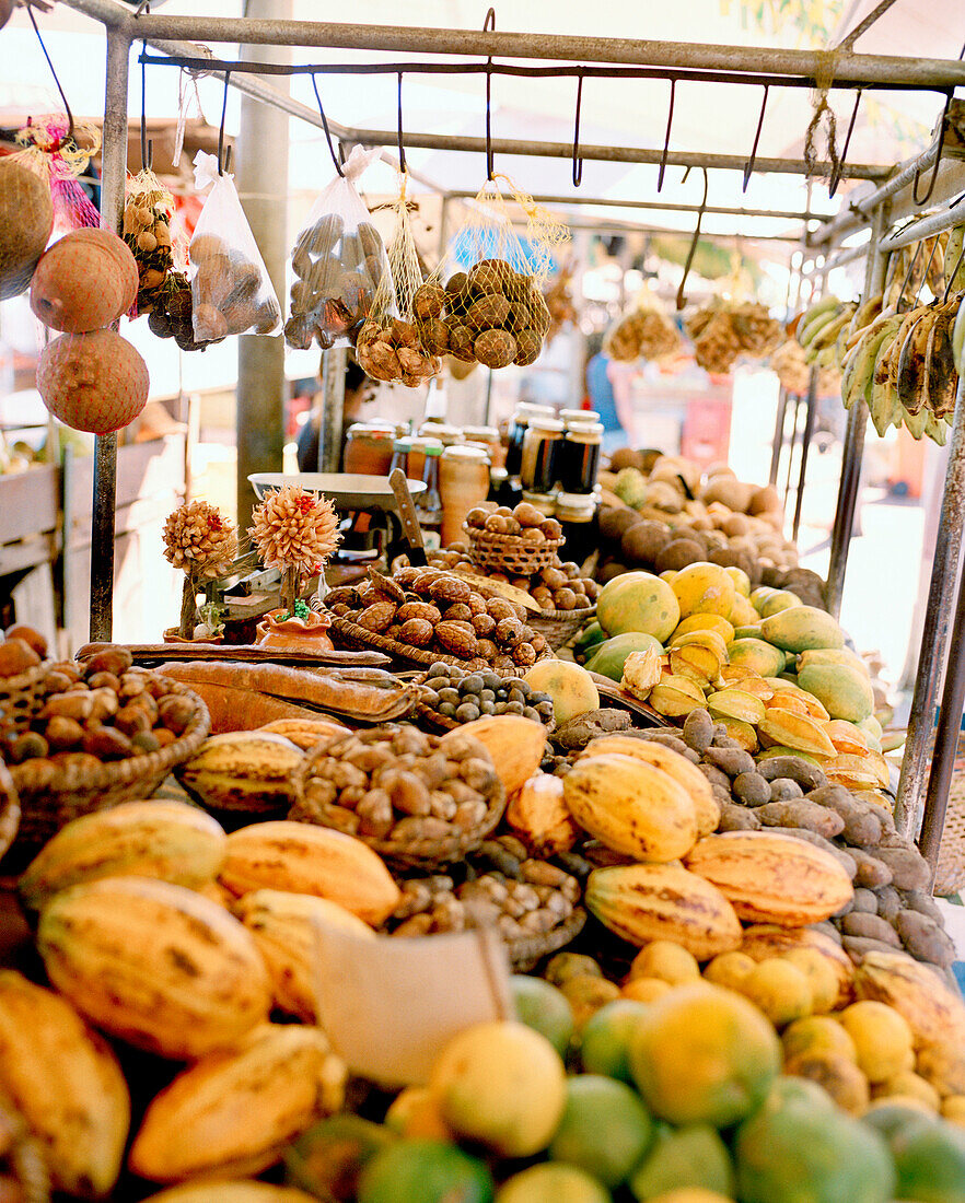 BRAZIL, Belem, South America, Amazon fruit and nuts for sale, Ver-O-Peso market