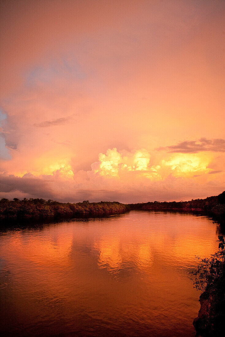 BRAZIL, Agua Boa, Agua Boa River, sunset deep in the Amazon jungle
