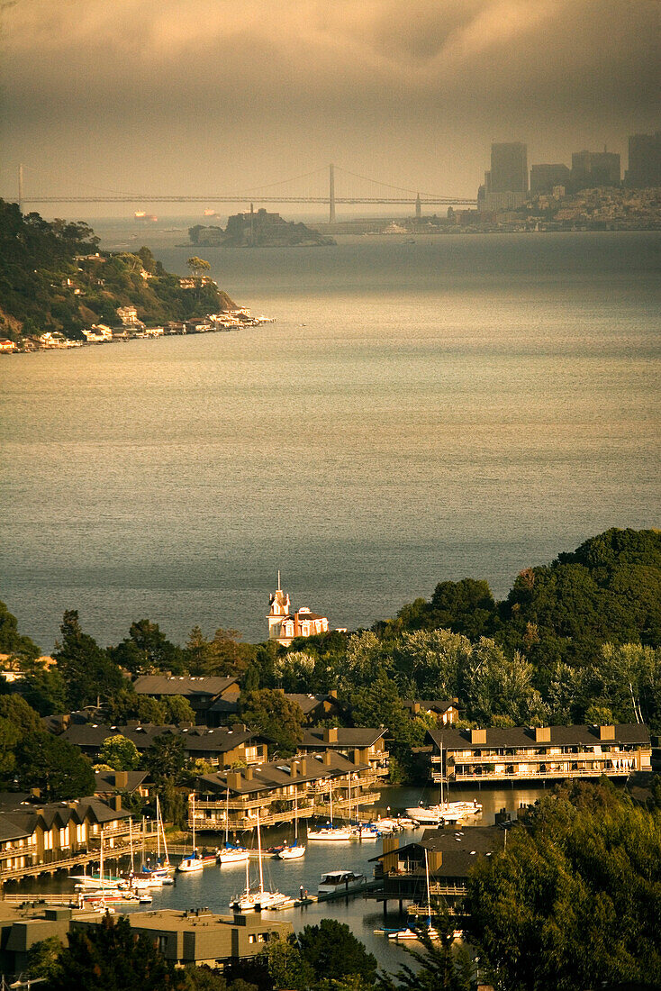 USA, California, Lyford House and the San Francisco Bay